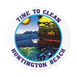 Time to Clean Huntington Beach Oil Spill Design Round Vinyl Stickers