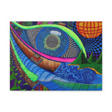 Look Eye Mountains Blues Trippy Pattern Sacred Geometry Canvas Wall Art Gallery Wrap