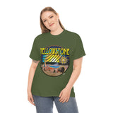 Yellowstone National Park Geyser Buffalo Bison Heavy Cotton Long Durable T Shirt with Sacred Geometry Flower of life seed of life