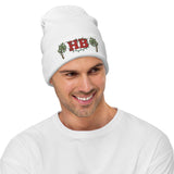 Red HB and Palm Trees with Christmas Lights Embroidered Beanie