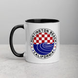 Huntington Beach Checker & Wave Patriotic Mug with Color Inside