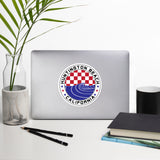 Huntington Beach Red White & Blue Checkered Wave Circle Sticker