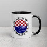 Huntington Beach Checker & Wave Patriotic Mug with Color Inside