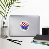 Huntington Beach Red White & Blue Checkered Wave Circle Sticker