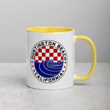 Huntington Beach Checker & Wave Patriotic Mug with Color Inside