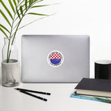 Huntington Beach Red White & Blue Checkered Wave Circle Sticker