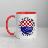 Huntington Beach Checker & Wave Patriotic Mug with Color Inside