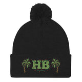 Green HB and Christmas Lights Pom-Pom Beanie