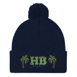 Green HB and Christmas Lights Pom-Pom Beanie