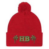 Green HB and Christmas Lights Pom-Pom Beanie