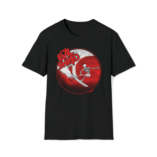 The EVIL SHRED Surf Halloween Softstyle T Shirt Front Design