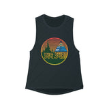 Big Sur Sunset Women's Flowy Scoop Muscle Tank Seed of Life Sacred Geometry Waves and Surf Art