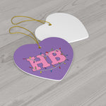 Purple Heart HB with Christmas Lights Ceramic Ornament