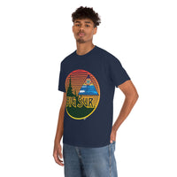 Big Sur Sunset T Shirt Heavy Thick Cotton Durable Long Seed of Life Sacred Geometry Waves and Surf Art