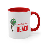 Huntington Beach Palm Tree and Red HB with Christmas Lights Coffee Mug, 11oz