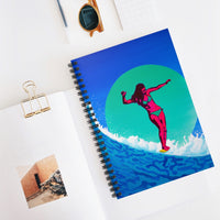 Surfer Girl Spiral Notebook - Surf Surfing Surfer Girl Wave Longboard Noserider pink turquoise toes on the nose