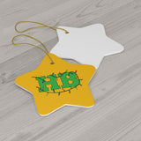 Gold Star HB with Christmas Lights Ceramic Ornament
