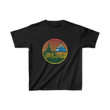Big Sur Sunset Kids T Shirt Heavy Thick Cotton Durable Long Seed of Life Sacred Geometry Waves and Surf Art
