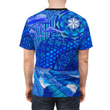 Blue Ocean Trippy All Over Print T Shirt - Spiritual Sacred Geometry Shirt, Psychedelic clothes, Raver clothing, HB Pier