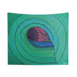 Green Room Wave Tapestry - Surf Art, Wall Art, Green, Wave Art, Surf, Psychedelic, Tube, Surfer, Room Decor