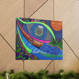 Look Eye Mountains Blues Trippy Pattern Sacred Geometry Canvas Wall Art Gallery Wrap