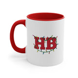 HB and Palm Tree with Christmas Lights Coffee Mug, 11oz