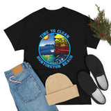 Time to Clean Huntington Beach T Shirt Heavy Thick Cotton Durable Long Oil Spill Clean Up Design - Dark Colors