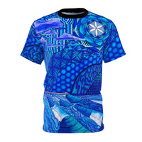 Blue Ocean Trippy All Over Print T Shirt - Spiritual Sacred Geometry Shirt, Psychedelic clothes, Raver clothing, HB Pier