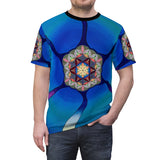 Flower of Life Blues greens and trippy pattern All Over Print T Shirt -  Psychedelic clothes, Raver, Sun, Visionary Sacred Geometry Gifts