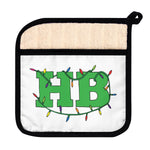 Green HB with Christmas Lights Pot Holder with Pocket