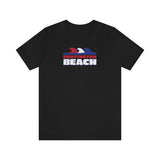 Huntingon Beach Red White and Blue Waves Super Soft T Shirt Huntington Beach