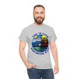 Time to Clean Huntington Beach T Shirt Heavy Thick Cotton Durable Long Oil Spill Clean Up Design - Light Colors