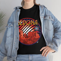 Sedona Arizona Cathedral Rock Heavy Long Durable Cotton T Shirt Sacred Geometry Flower of Life Seed of Life Pentagon