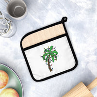 Palm Tree with Christmas Lights Pot Holder with Pocket