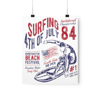 84 Surfing 4th of July Championship Huntington Beach Patriotic Premium Matte Poster