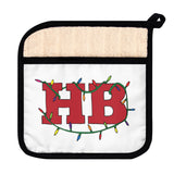 Red HB with Christmas Lights Pot Holder with Pocket
