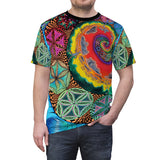 Fibonacci Spiral Art All Over Print T Shirt - Spiritual Sacred Geometry Shirt, Psychedelic clothes, Raver clothing,