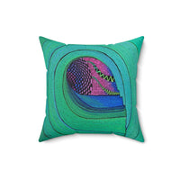 Green Room Tube Wave Surfer Surf Trippy Psychedelic Square Pillow