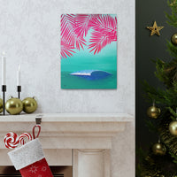Pink Palms and Wave - Canvas Gallery Wrap