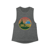 Big Sur Sunset Women's Flowy Scoop Muscle Tank Seed of Life Sacred Geometry Waves and Surf Art