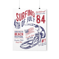 84 Surfing 4th of July Championship Huntington Beach Patriotic Premium Matte Poster