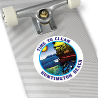 Time to Clean Huntington Beach Oil Spill Design Round Vinyl Stickers