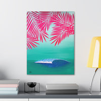 Pink Palms and Wave - Canvas Gallery Wrap