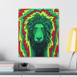 Rasta Lion Reggae Wall Art Canvas Gallery Wrap Print Green Yellow Red Eclectic Home Decor