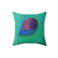 Green Room Tube Wave Surfer Surf Trippy Psychedelic Square Pillow