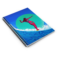 Surfer Girl Spiral Notebook - Surf Surfing Surfer Girl Wave Longboard Noserider pink turquoise toes on the nose