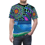Flower of Life Blue Purple Ocean Trippy All Over Print T Shirt - Spiritual Sacred Geometry Shirt, Psychedelic clothes, Raver clothing