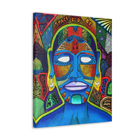 Blue Buddha Space Ego Be Trippy Psychedelic Blue Eclectic Home Decor Wall Art Canvas Gallery Wrap Print
