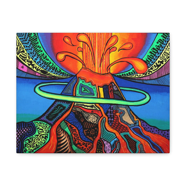 Abstract Colorful Volcano Home Decor Trippy Vibrant Eclectic Canvas Gallery Wrap Wall Art
