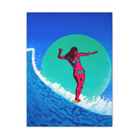 Pink Surfer Girl Canvas Gallery Wrap